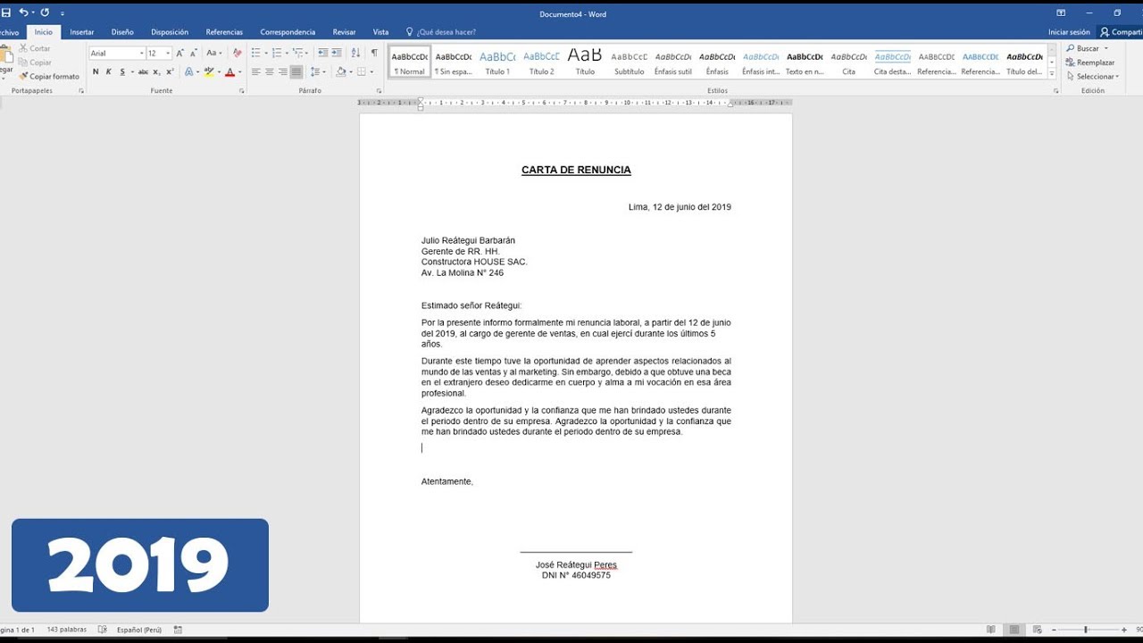 Carta De Abandono De Trabajo - Modelo Canvas