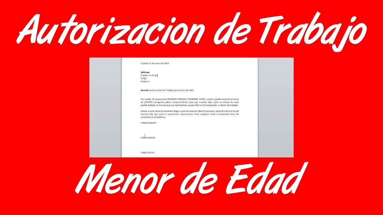 Ejemplos De Cartas De Autorizacion De Padres Para Trabajar
