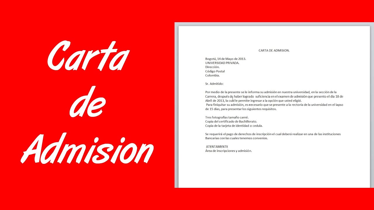 Carta Para Ingresar A Una Universidad Ejemplo